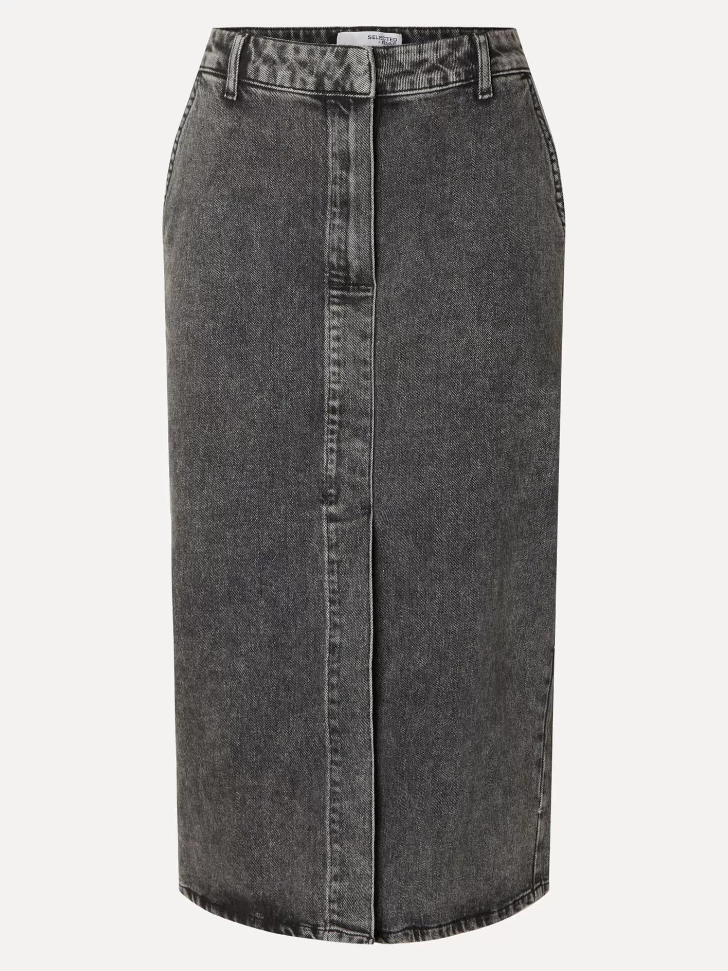 Best Sale Selected Denim Midi Rok Cali Dark Grey Denim
