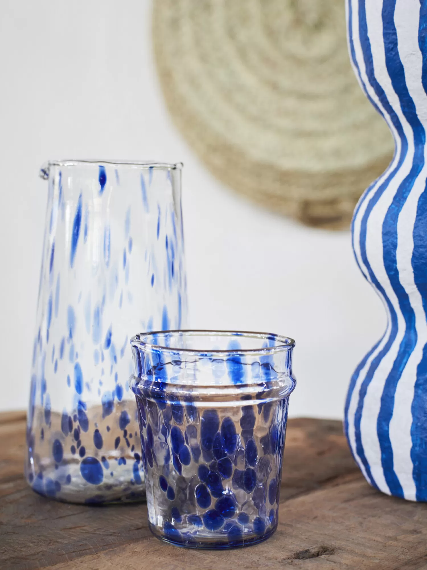 Outlet Madam Stoltz Drinkglas Clear Blue