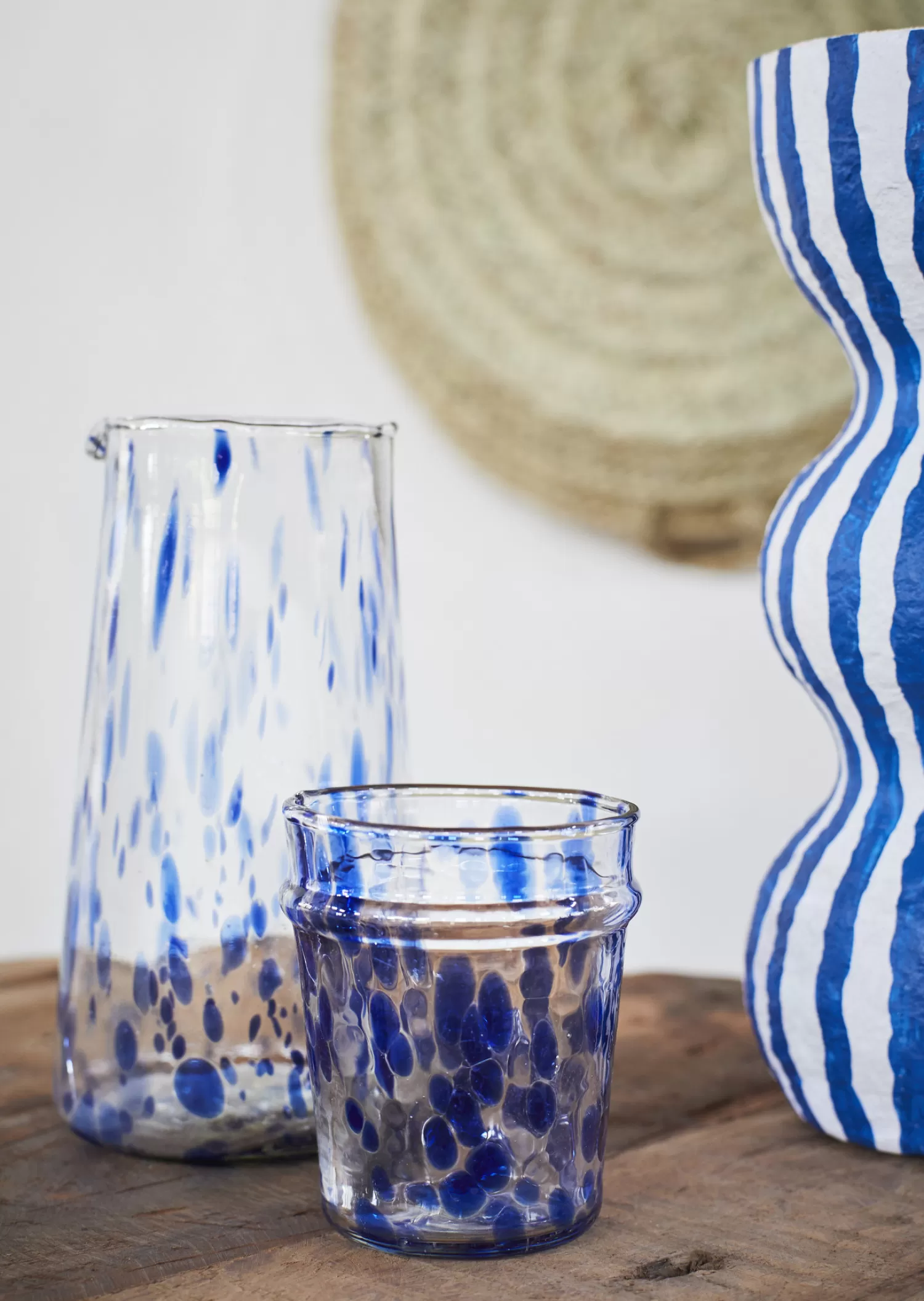 Cheap Madam Stoltz Glazen Kan Clear Blue
