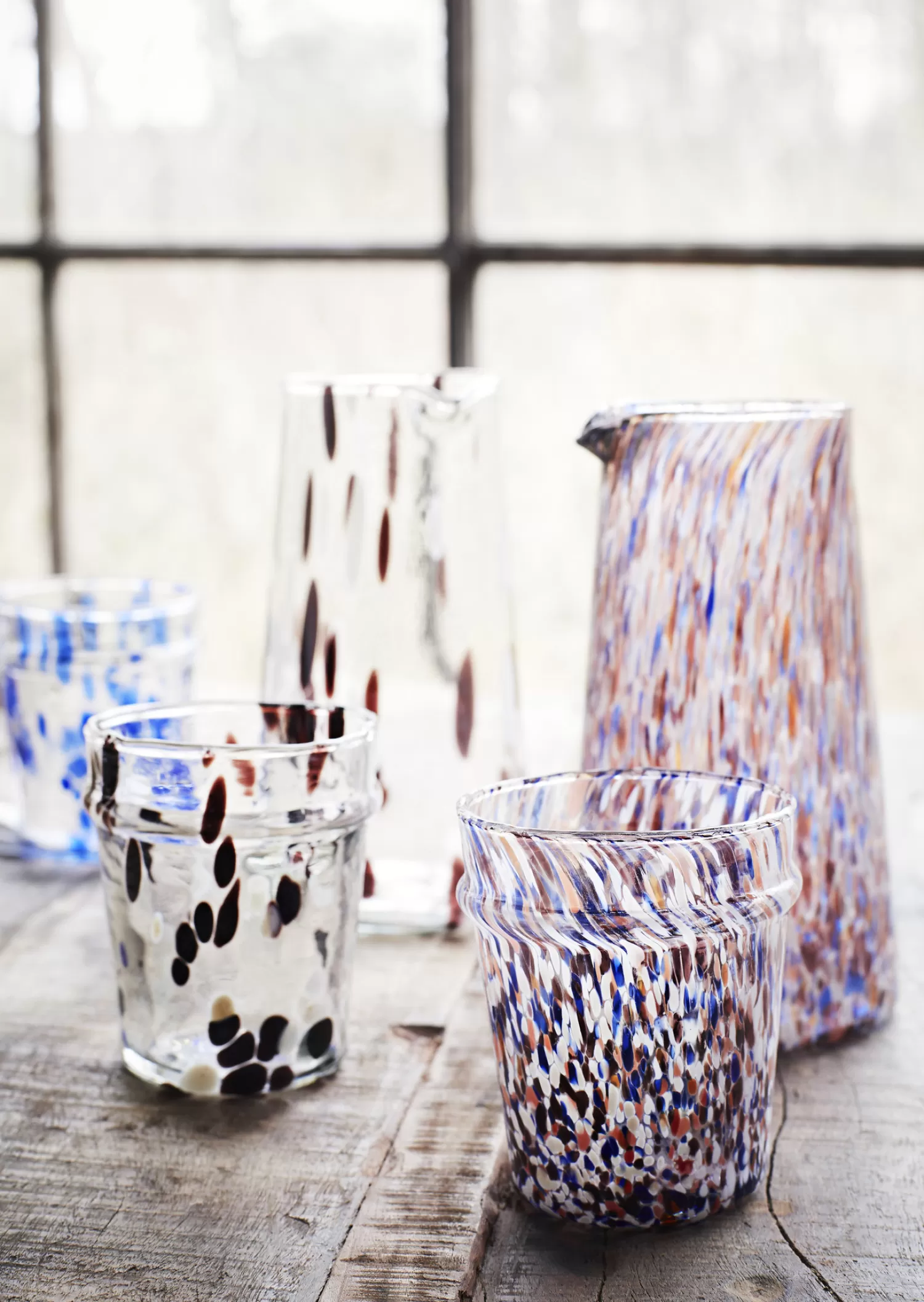 Best Madam Stoltz Glazen Kan Orange/Blue/Clear/White