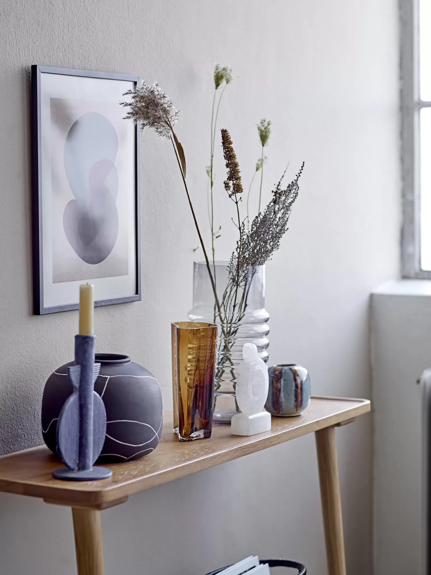 Store Bloomingville Glazen Vaas Benia Brown
