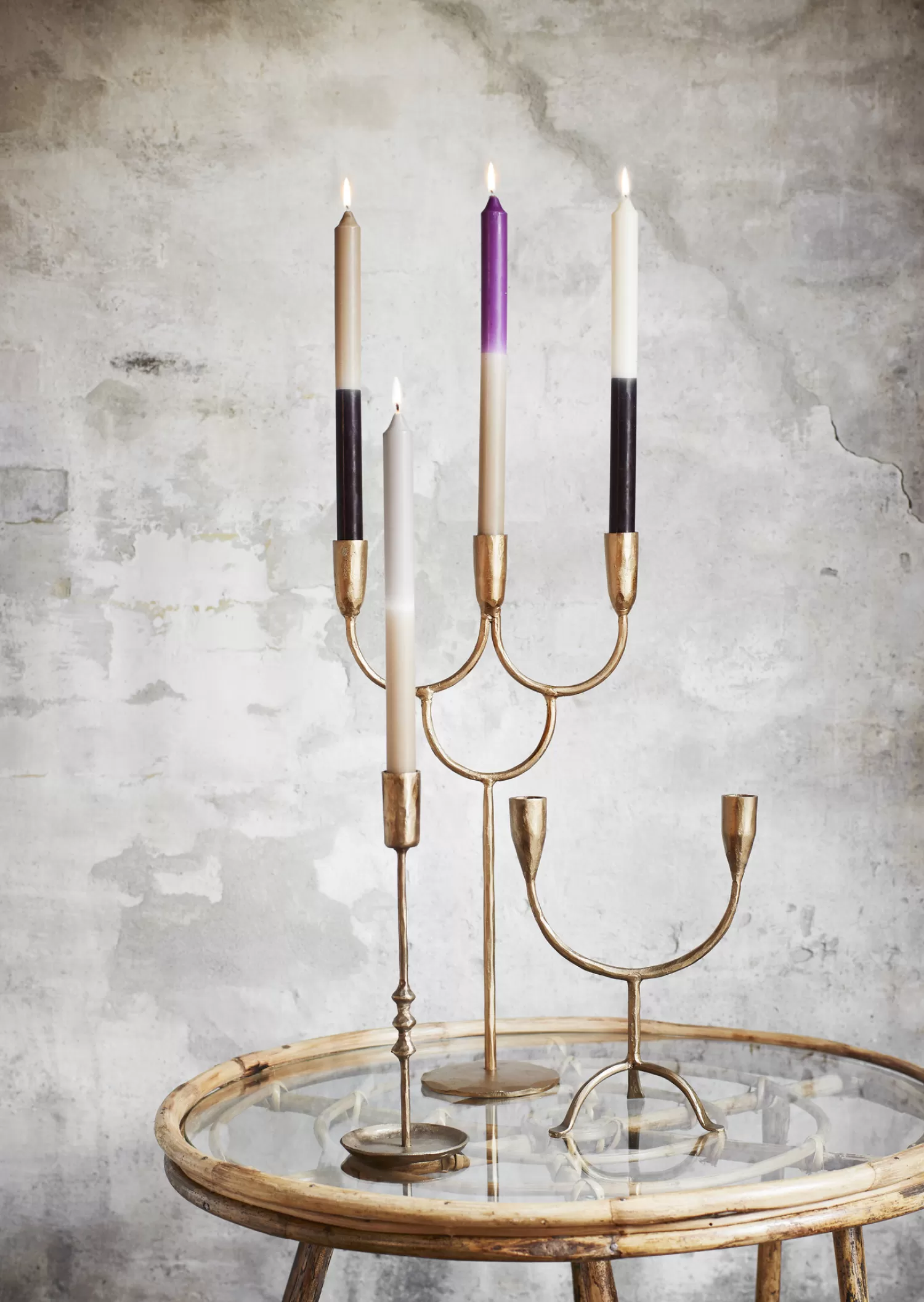 Store Madam Stoltz Handgesmede Dubbele Kandelaar Brass