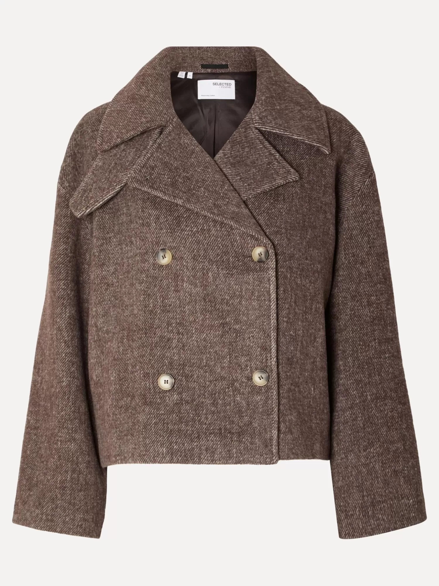 Outlet Selected Korte Wollen Jas Bitta Java Melange