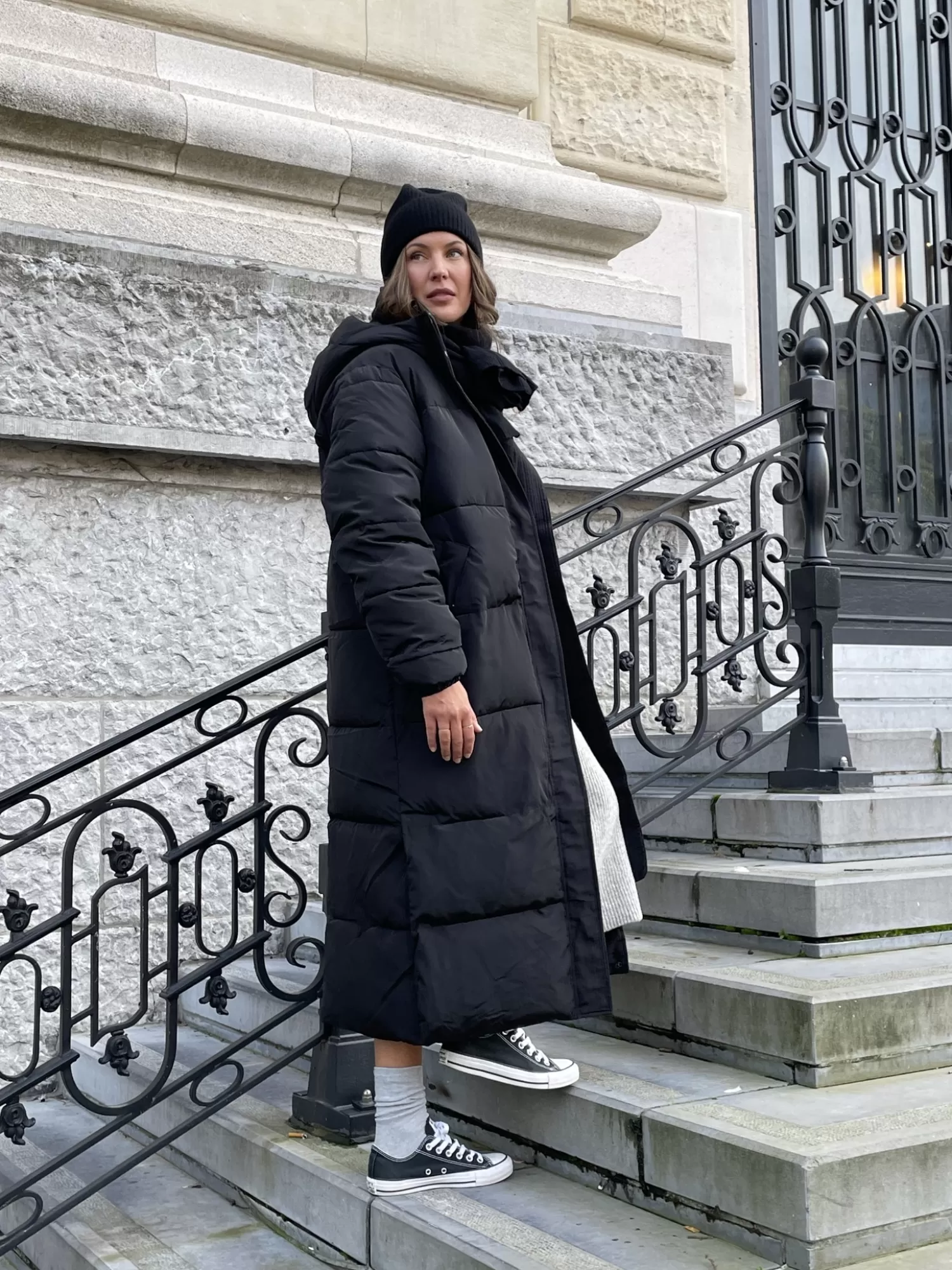 Store Les Soeurs Longline Gewatteerde Jas Colin Black