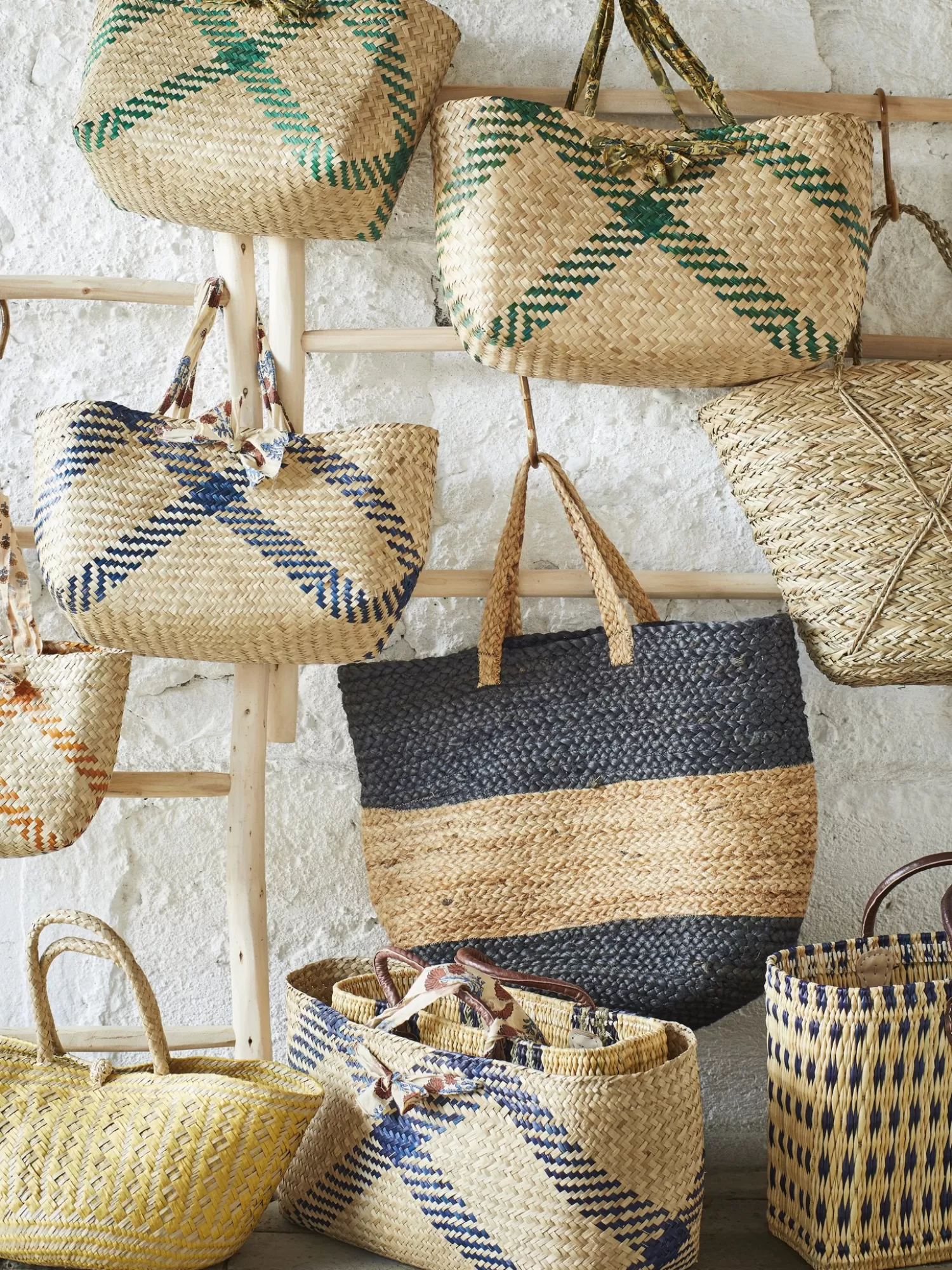 Shop Madam Stoltz Seagrass Tas Met Katoenen Handvaten Small Natural