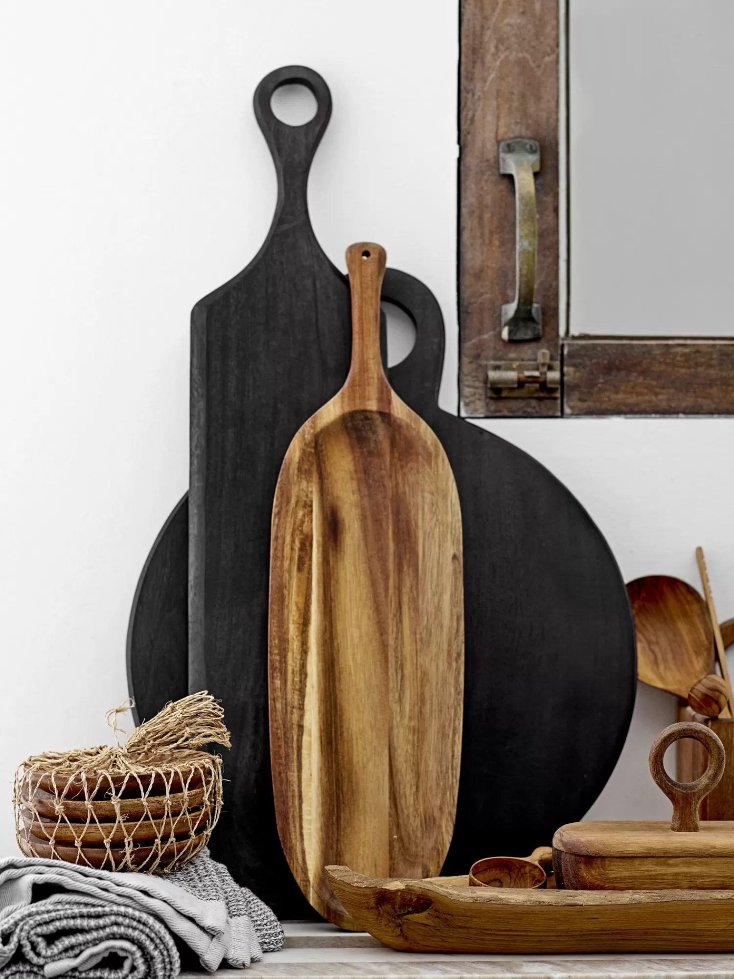 Store Bloomingville Teak Serveerschaal