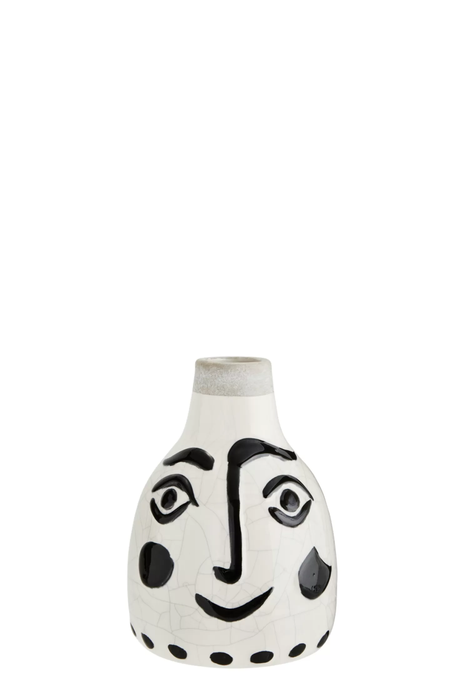 Sale Madam Stoltz Terracotta Vaas Met Gezicht Black White
